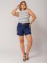 Imagem de Short jeans escuro plus size com lycra e detalhes