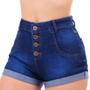 Imagem de Short Jeans Feminino Azul Denim Barra Dobrada Com Lycra