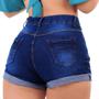 Imagem de Short Jeans Feminino Azul Denim Barra Dobrada Com Lycra