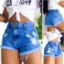 Imagem de Short Jeans Feminino bermuda destroyed Jeans curto cintura alta