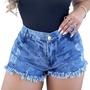 Imagem de Short Jeans Feminino bermuda destroyed Jeans Premium Da moda Short curto cintura alta