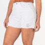 Imagem de Short Jeans Feminino Branco Desfiado Cintura Alta Casual