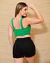 Imagem de Short Jeans Feminino Cintura Alta Com Elástico Bolsos