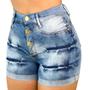 Imagem de Short Jeans Feminino Cintura Alta com Lycra 