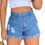 Imagem de Short Jeans Feminino cintura alta destroyed Jeans Premium Da moda Short curto