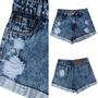 Imagem de Short Jeans Feminino cintura alta destroyed Jeans Premium Da moda Short curto