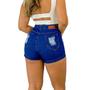 Imagem de Short Jeans Feminino Cintura Alta Modelo Detonado,