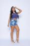 Imagem de Short Jeans Feminino Cintura Alta Sem Lycra Cós Com Elastico