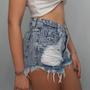 Imagem de Short Jeans Feminino Curto Cintura Alta Destroyd