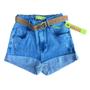 Imagem de Short Jeans Feminino Customizado Com Perolas Pretas Premium Curto Com Cinto Praia