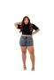 Imagem de short jeans grafite plus size com strass na lateral