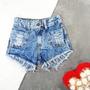 Imagem de Short Jeans Hot Pants Feminino Bermuda Cintura Alta Destroyed Desfiado Cós Alto 34 a 46