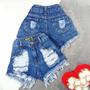 Imagem de Short Jeans Hot Pants Feminino Bermuda Cintura Alta Destroyed Desfiado Cós Alto 34 a 46