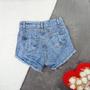 Imagem de Short Jeans Hot Pants Feminino Bermuda Cintura Alta Destroyed Desfiado Cós Alto 34 a 46