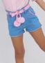 Imagem de Short Jeans Infantil Feminino Com Cinto Pompom
