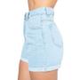 Imagem de Short Jeans Mom Feminino Cintura Alta Azul Claro Lady Rock