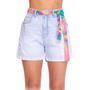 Imagem de Short jeans Mom Feminino com Faixa Estampada na Cintura FreeSurf Flowers