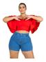 Imagem de Short Jeans Plus Size Feminino Azul Claro Novidades 2023