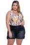 Imagem de Short Jeans Preto e Azul Plus Size Bermuda Destroyed