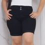 Imagem de Short jeans Preto feminino meia coxa com lycra cintura alta barra dobrada modela bumbum lançamento