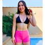 Imagem de Short Legging Fitness Curto Amarração Lateral Feminino Modela Bumbum Leg Cintura Alta Academia Caminhada Adulto
