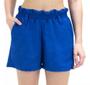 Imagem de Short Linho Feminino Cintura Alta Azul Royal