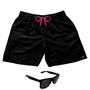 Imagem de Short Praia Bermuda Mauricinho Preto Cordão Rosa + Óculos