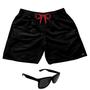 Imagem de Short Praia Bermuda Mauricinho Preto Cordão Vermelho +Óculos