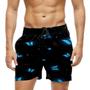 Imagem de Short Praia Shorts Banho Bermuda Verão Borboleta Neon Azul 689