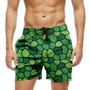 Imagem de Short Praia Shorts Banho Bermuda Verão Casca Tartaruga Cartoon Verde 1722