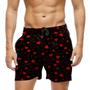 Imagem de Short Praia Shorts Banho Bermuda Verão Corações Amor Vermelho Red 577