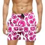 Imagem de Short Praia Shorts Banho Bermuda Verão Emoji Pink Rosa Feliz Cartoon 946