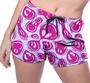 Imagem de Short Praia Shorts Banho Bermuda Verão Emoji Pink Rosa Feliz Cartoon 946