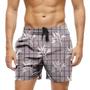Imagem de Short Praia Shorts Banho Bermuda Verão Folhas Galho White Listras 1726