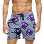 Imagem de Short Praia Shorts Banho Bermuda Verão Fotografia Câmeras Purple Cartoon 1473