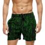 Imagem de Short Praia Shorts Banho Bermuda Verão Hacker Codes Script Green 1750