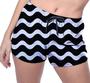 Imagem de Short Praia Shorts Banho Bermuda Verão Ondas Preto Branco Cartoon 526