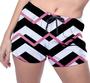 Imagem de Short Praia Shorts Banho Bermuda Verão Xadrez Zig Zag Listras Rosa 584