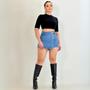 Imagem de Short Saia Jeans com Botões e Bolsos Moda Feminina Verão