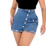 Imagem de Short Saia jeans feminino cintura alta com bolso e botões