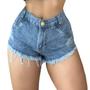 Imagem de Shortinho Jeans Feminino Marmorizado Destroyed Hot Pants Empina Bumbum Detonado Barra Desfiada