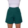 Imagem de Shorts Bermuda Feminino Alfaiataria Crepe Bolsos Faca Frontais Cós Alto Prega Ziper Invisivel Bege Verde Vermelho