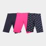 Imagem de Shorts Candy Kids Feminino Kit 3 Bermudas Ciclistas KitCic2-Preto+RosaKitCic2