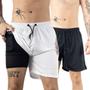 Imagem de Shorts de Compressão 2x1 Premium de Corrida Masculino Dry-Fit Academia com Bolso Invisivel para Celular Luta Musculação Bermuda Dupla Run