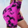 Imagem de Shorts de Yoga Feminino Cintura Alta Tie Dye - Sem Costura para Treino e Fitness