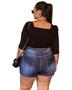 Imagem de Shorts Jeans Feminino com Lycra Desfiado Plus Size 48 ao 54