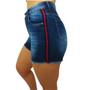 Imagem de Shorts Jeans Feminino Riu Kiu Hot Paint Faixa Lateral Cintura Alta Azul 1355 