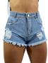 Imagem de Shorts Jeans Hot Feminino Cintura Alta Desfiado C37