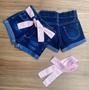 Imagem de Shorts Jeans Menina Com Laço Rosa