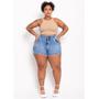 Imagem de Shorts Jeans Plus Size Curto Barra Desfiada Elastano